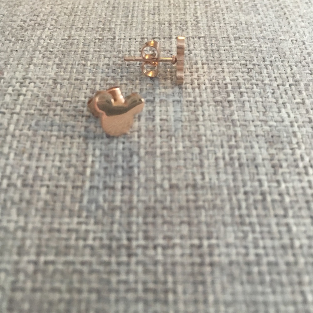 Rose Gold Mickey Mouse Earrings - Picture 5 of 7